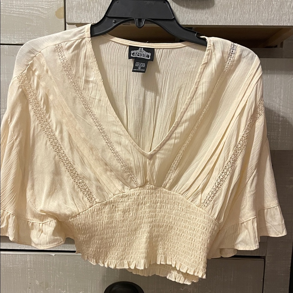 Angie Cream Blouse with Lace Detail